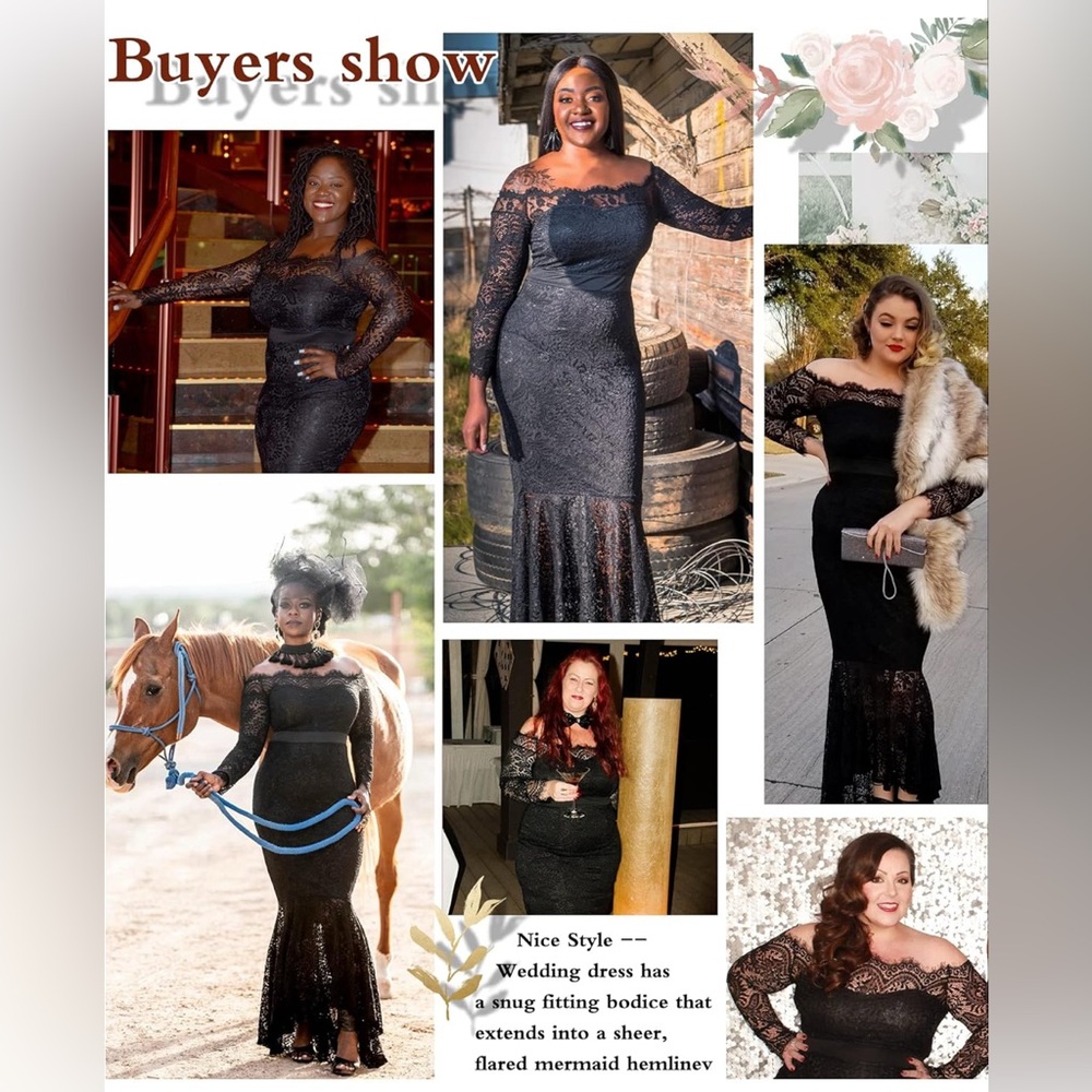 Black Long Sleeve Lace Detail Gown - Picture 11 of 11